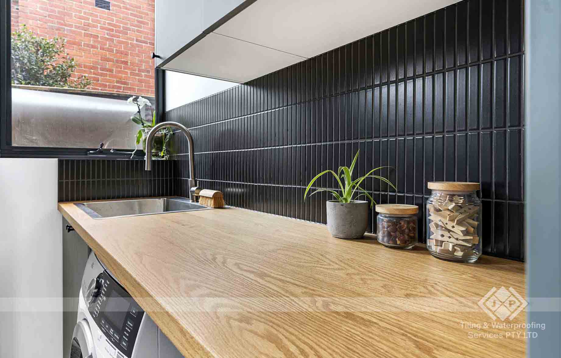 Kitchen wall tile backsplash installation project