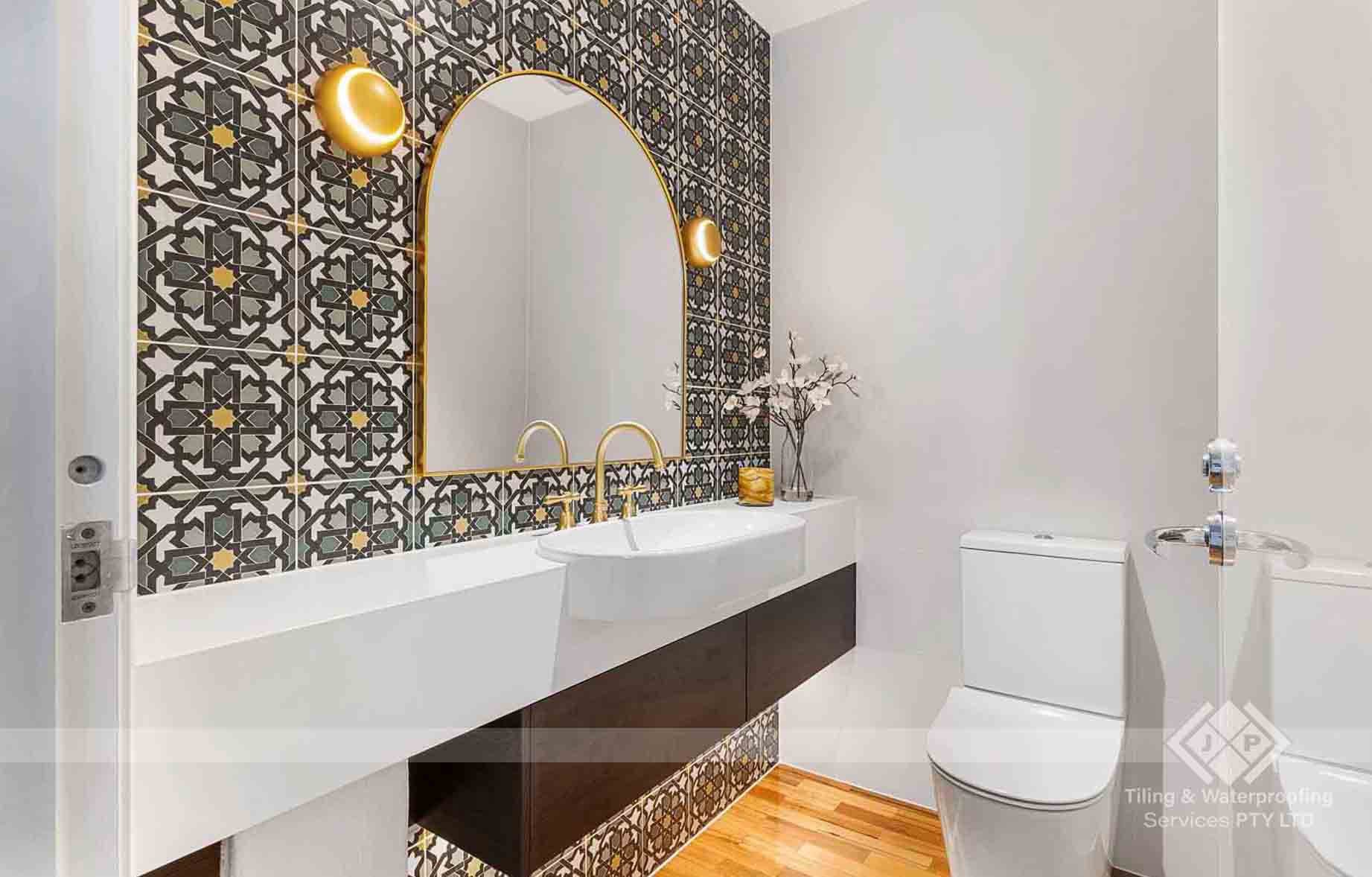 Large format tile installation interior flooring project