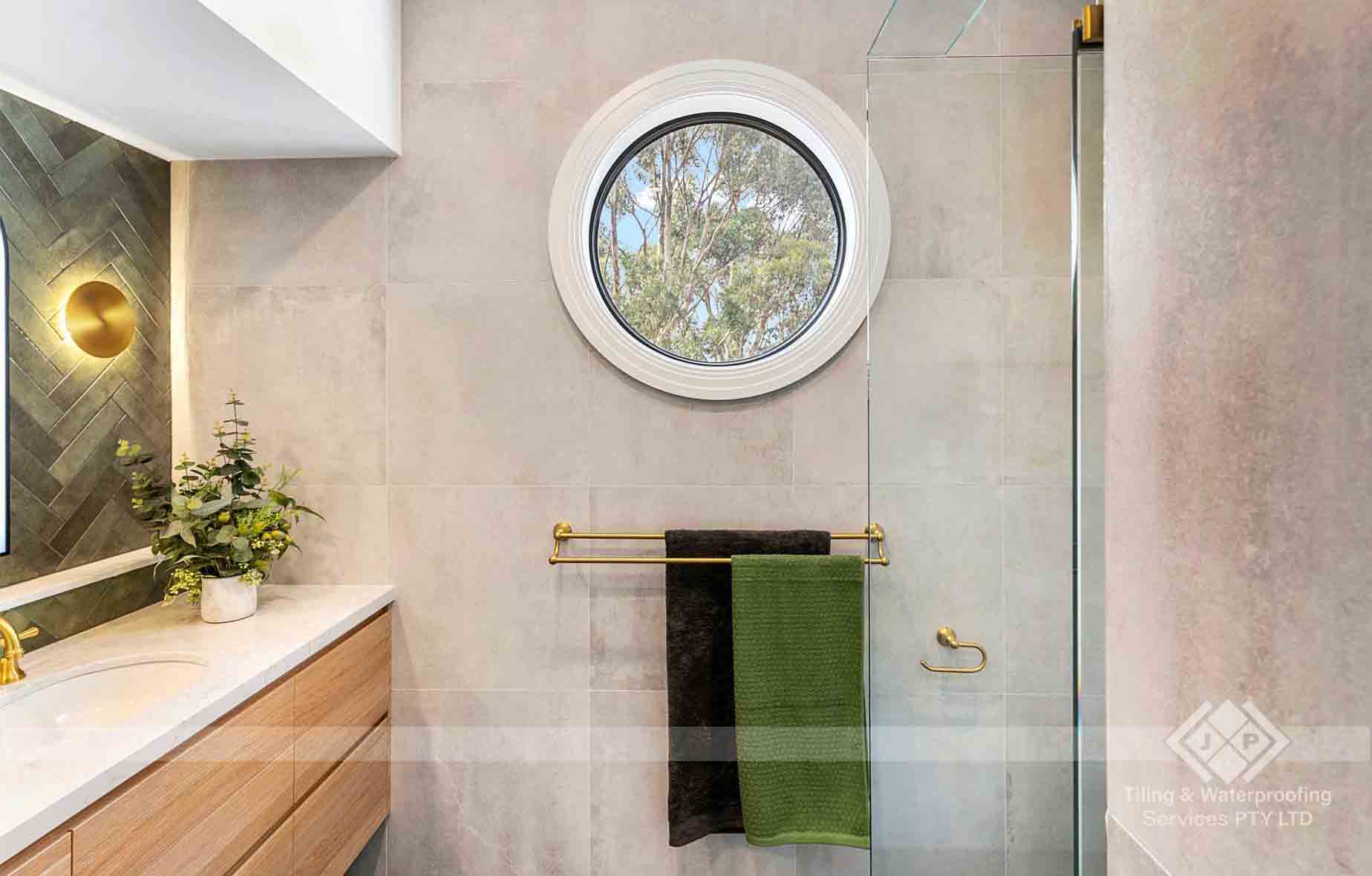 Modern mosaic tile installation bathroom wall design