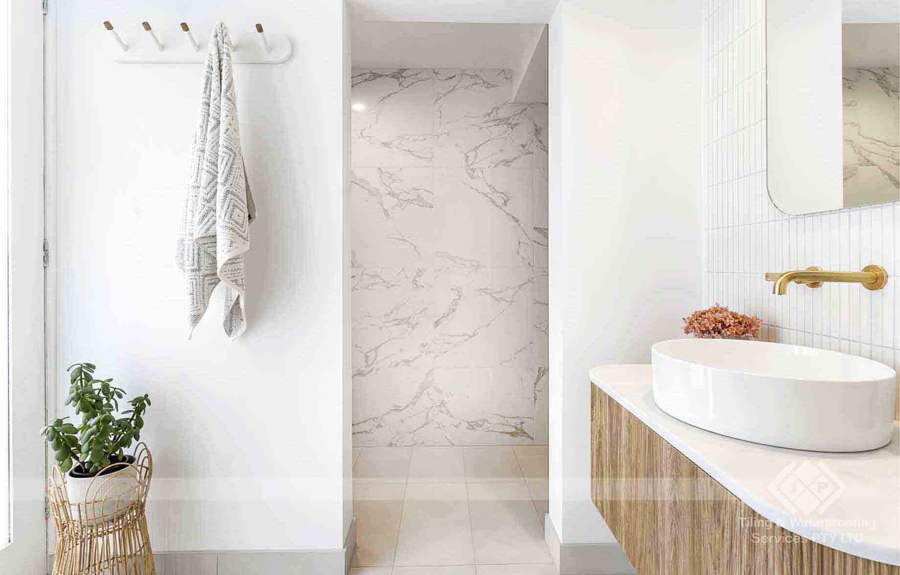 Bathroom wall and floor tile installation design